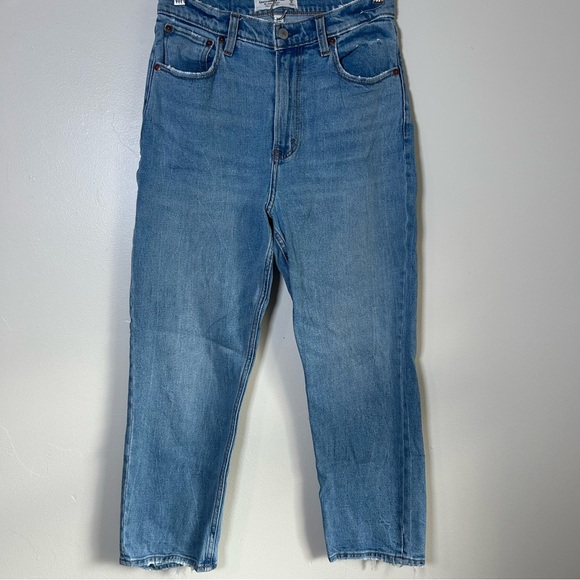 Abercrombie & Fitch Blue Straight Jeans with Distressed Details - Picture 1 of 3